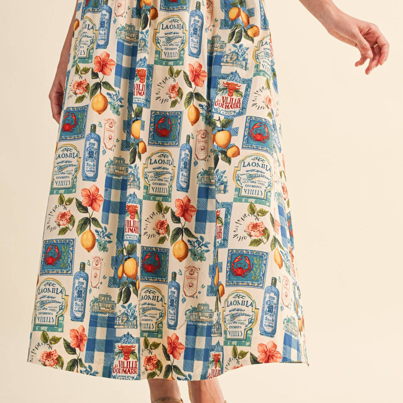 VINTAGE PRINT A-LINE MIDI SKIRT