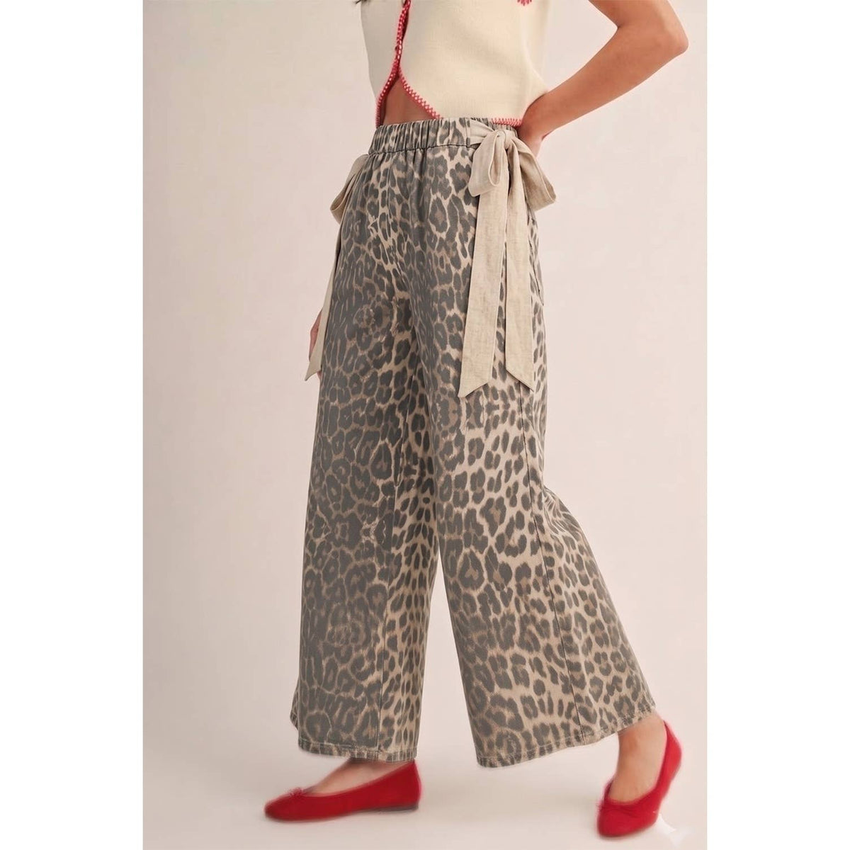 Bohemian Bow Waist Palazzo Elastic Waist Pants