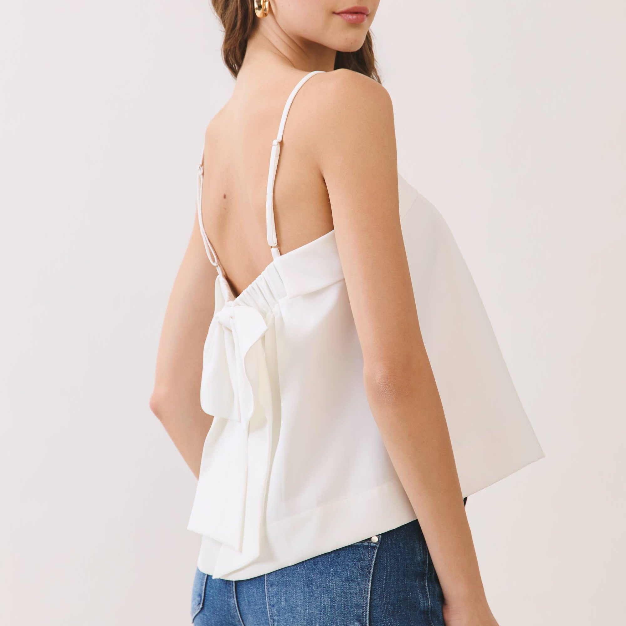 Bow Back Detail Spaghetti Strap Cami Top