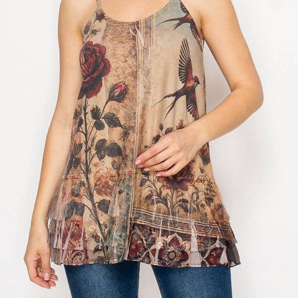 Vintage Bird Adjustable Cami