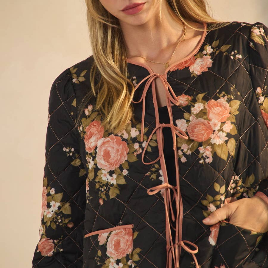 Quilted Floral Printed Jacket