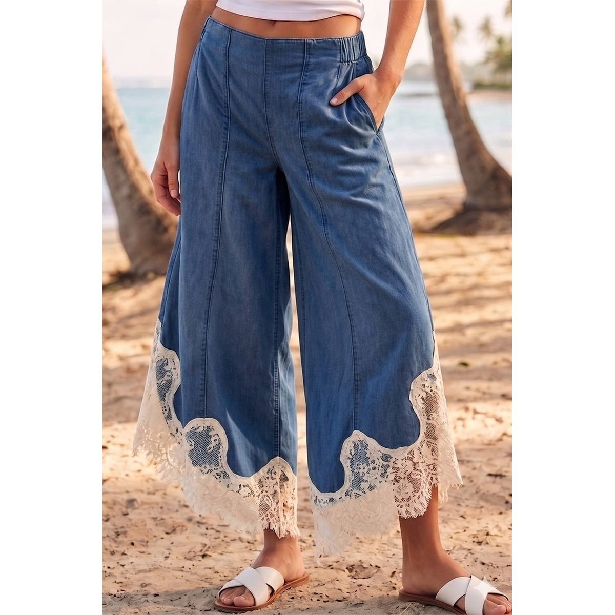 Lace Tulip Washed Denim Relaxed Fit Jean