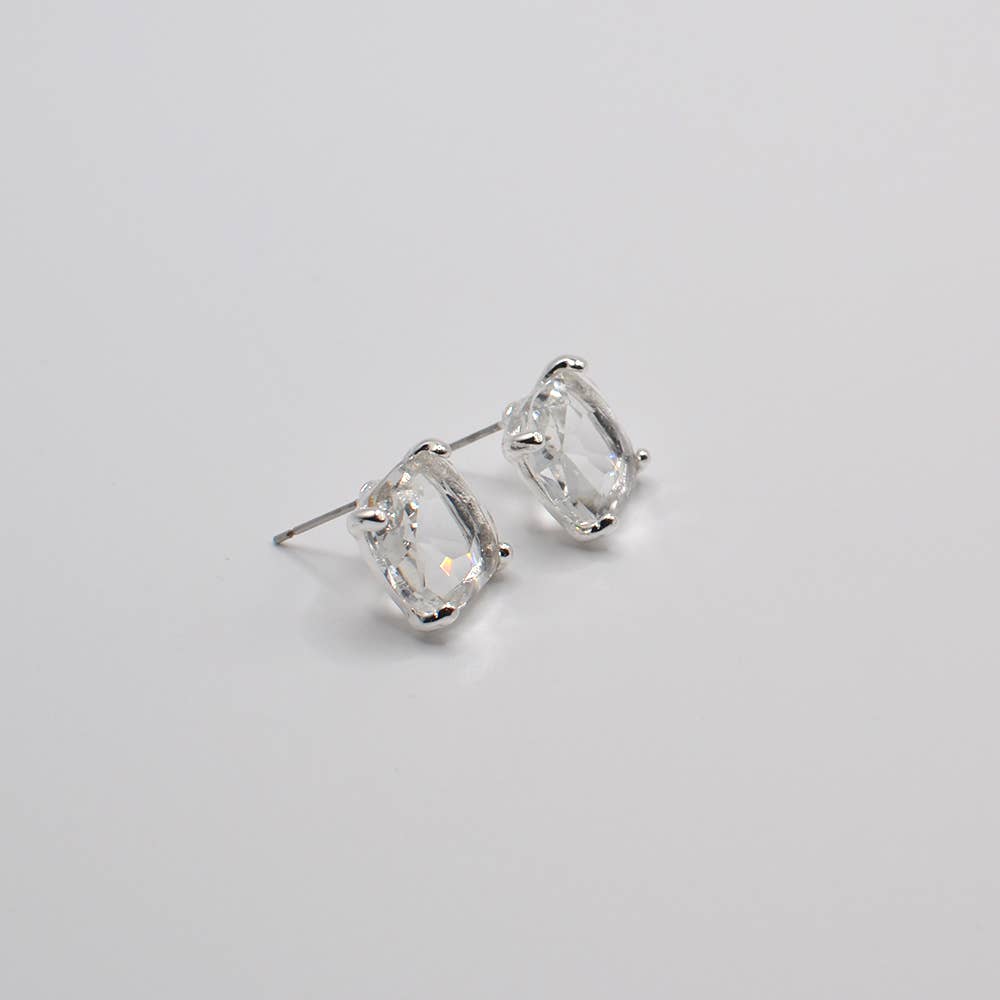 12mm Cushion Cut Square Crystal Glass bead stud Earrings