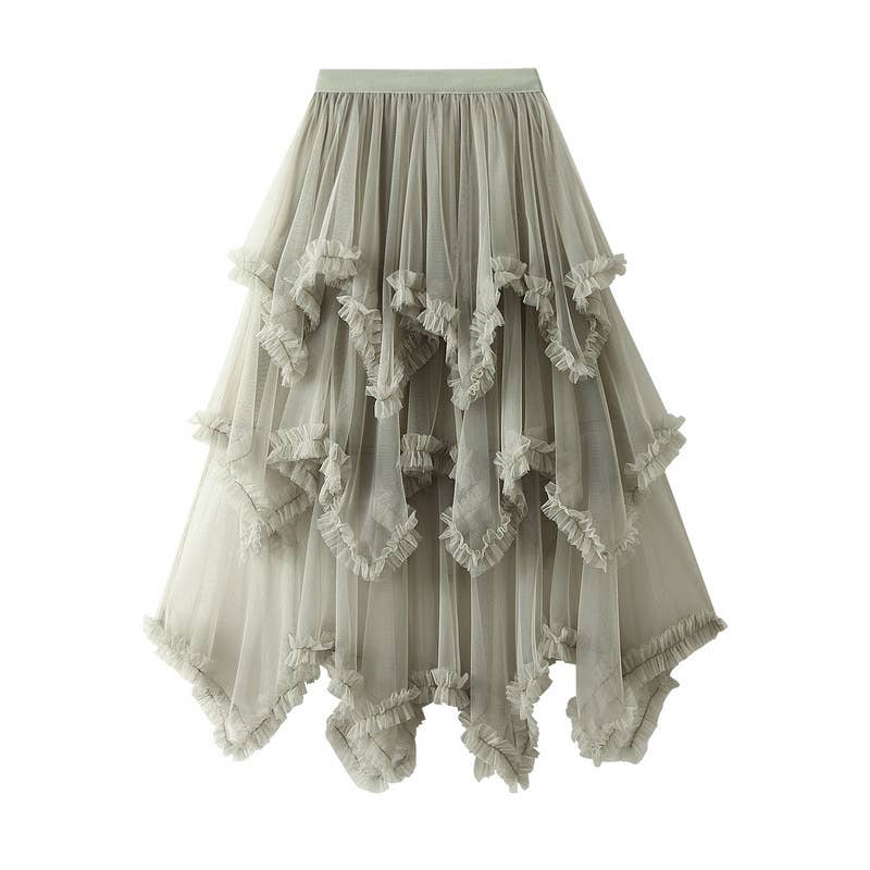 Layered Mesh High Waist Skirt