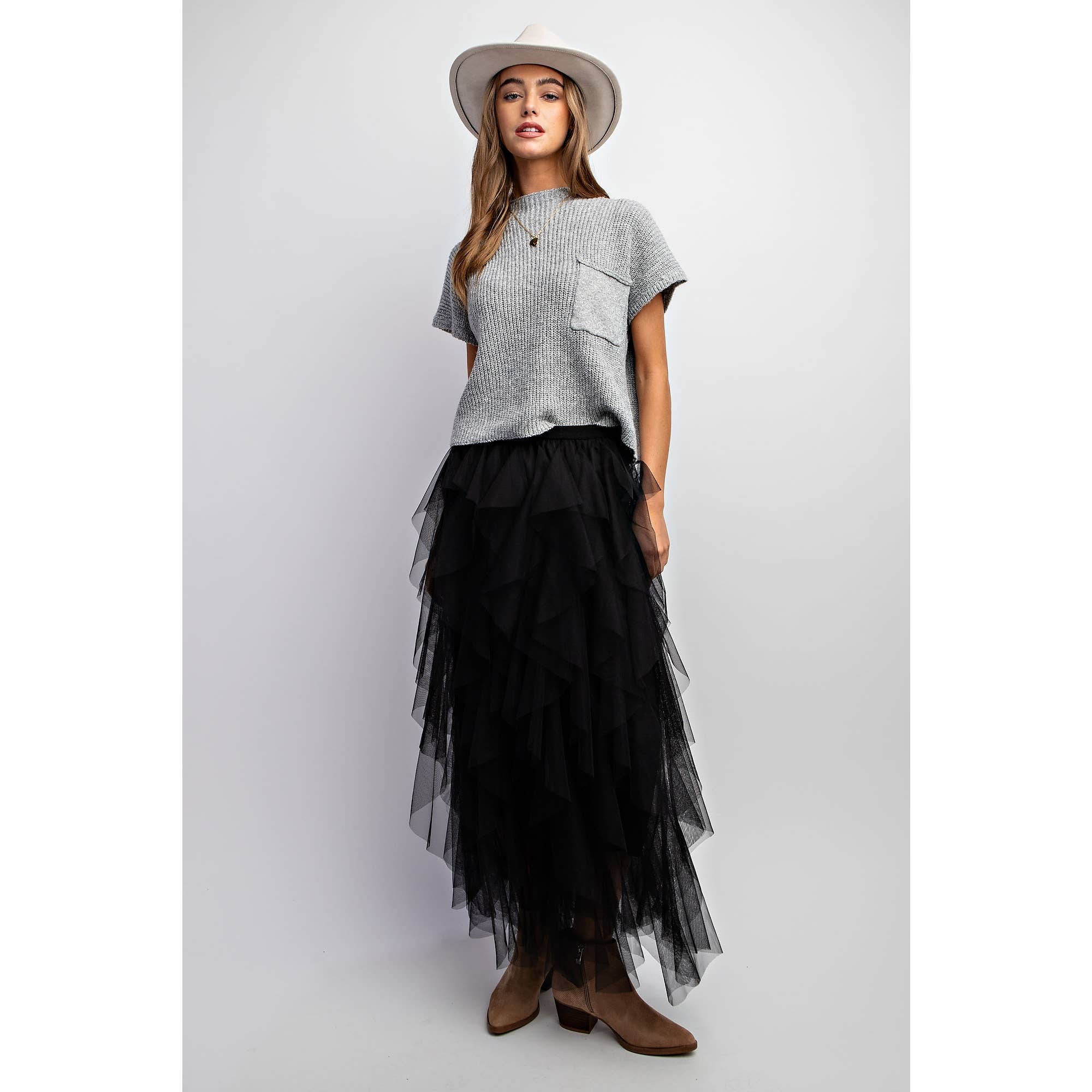 TULLE MESH LAYERED MAX SKIRT