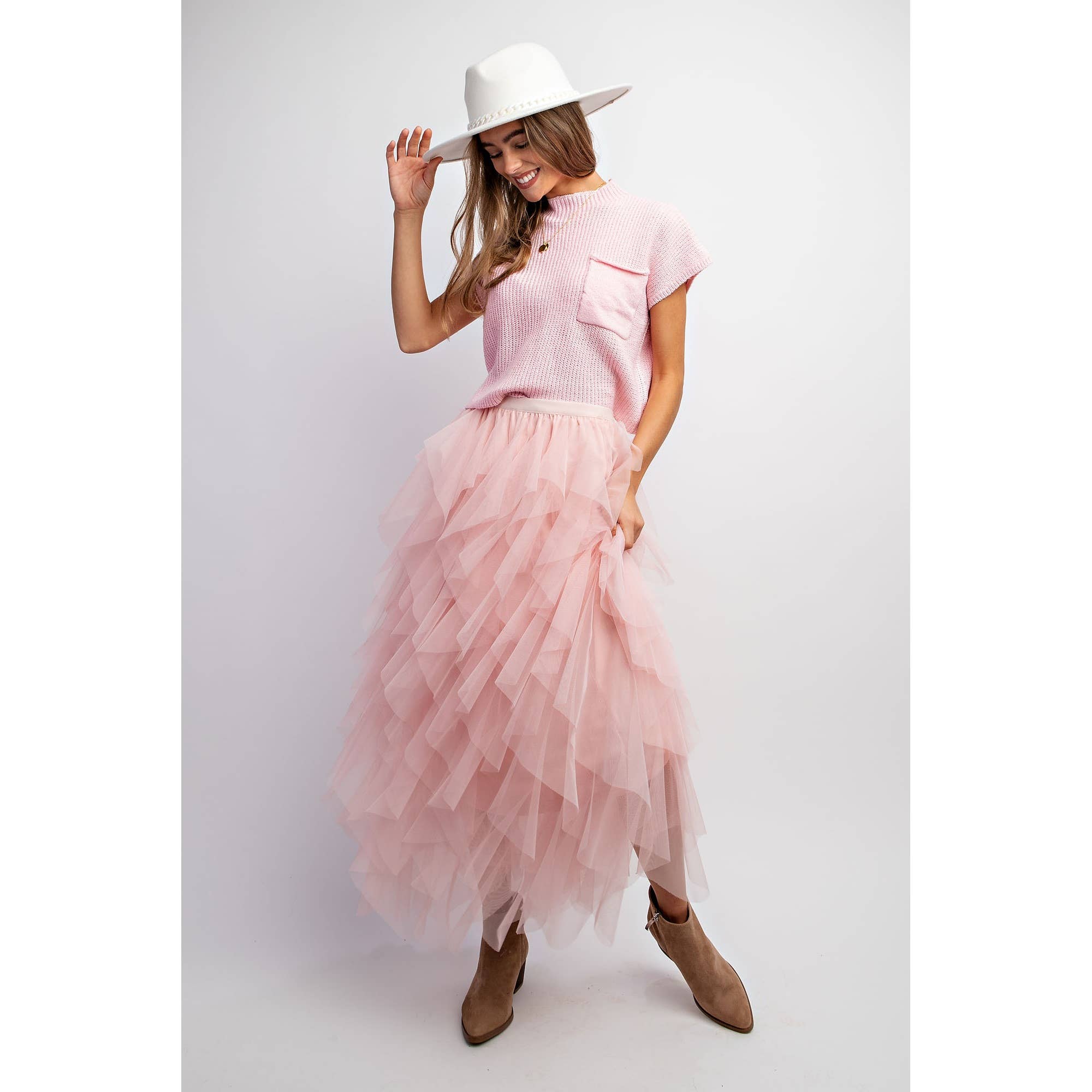 TULLE MESH LAYERED MAX SKIRT